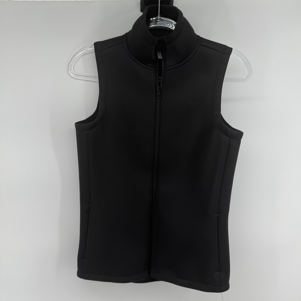 TRI MOUNTAIN PERFORMANCE Women's Black Zip Up Vest Sleeveless Mock Neck Size S‎